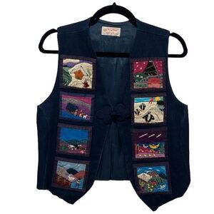 Handmade denim patch work vest size small